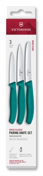 Swiss Classic, Gemüsemesser Set, 3tlg, gerade/Wellen, grün, Box