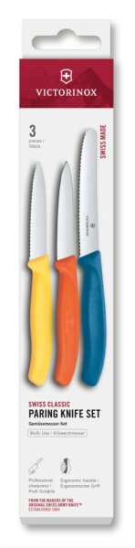 Swiss Classic, Gemüsem. Set, 3tlg, gerade/Wellen,gelb/orange/blau