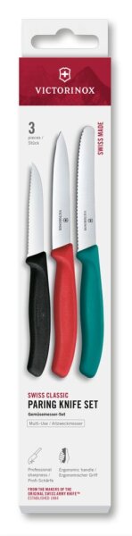 Swiss Classic, Gemüsem. Set, 3tlg, gerade/Wellen,grün/rot/schwarz