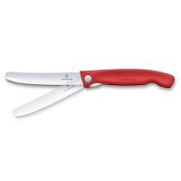 Schneidebrett Picknick Messer Set, 2tlg, 11cm, Wellen, rot