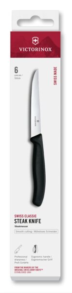 Swiss Classic, Steakmesser, 6tlg, 11cm, gerade, schwarz, Box