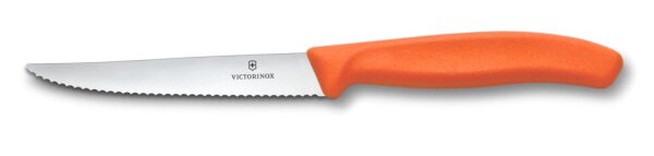 Swiss Classic, Steak & Pizzamesser, 11cm, Wellen, orange