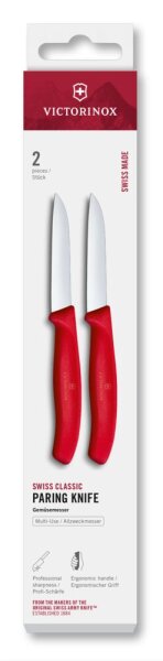 Swiss Classic, Gemüsemesser, 2tlg, 8cm, gerade, rot, Box