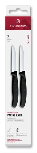 Swiss Classic, Gemüsemesser, 2tlg, 8cm, gerade, schwarz, Box