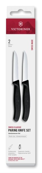 Swiss Classic, Gemüsemesser Set, 2tlg,8cm,gerade/Wellen,schwarz,B