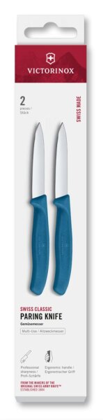 Swiss Classic, Gemüsemesser, 2tlg, 8cm,gerade,blau,Box
