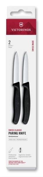 Swiss Classic, Gemüsemesser, 2tlg, 8cm,gerade,schwarz,Box