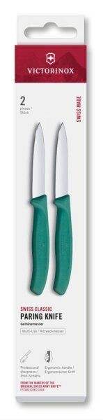Swiss Classic, Gemüsemesser, 2tlg, 8cm,gerade,grün,Box