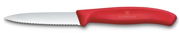Swiss Classic, Gemüsemesser, 8cm, Wellen, Mittelspitz, rot