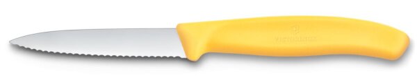 Swiss Classic, Gemüsemesser, 8cm, Wellen, Mittelspitz, gelb