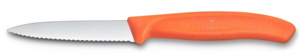 Swiss Classic, Gemüsemesser, 8cm, Wellen, Mittelspitz, orange