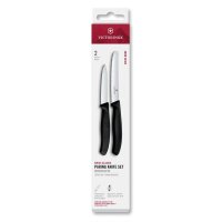 Swiss Classic, Gemüsemesser Set, 2tlg, 8cm, gerade/Wellen,schwarz
