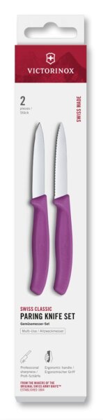 Swiss Classic, Gemüsemesser Set, 2tlg, 8cm,gerade/Wellen,violett