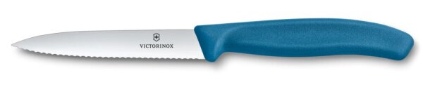 Swiss Classic, Gemüsemesser, 10cm, Wellen, Mittelspitz, blau