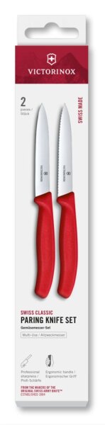 Swiss Classic, Gemüsem. Set, 2tlg, 10cm, gerade/Wellen, rot, Box