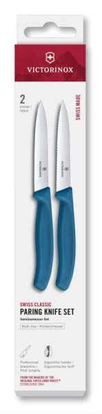 Swiss Classic, Gemüsem. Set, 2tlg, 10cm, gerade/Wellen, blau, Box
