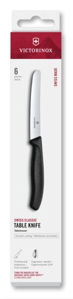 Swiss Classic, Tafelmesser, 6tlg, 11cm, gerade, schwarz, Box