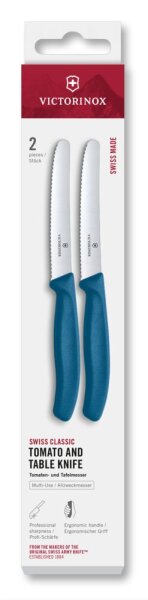 Swiss Classic, Tomaten & Tafelmesser, 2tlg, 11cm, Wellen,blau,Box