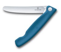 Swiss Classic, Picknick Messer, 11cm, Wellen, blau, Box