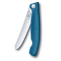 Swiss Classic, Picknick Messer, 11cm, Wellen, blau, Box