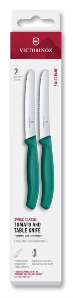 Swiss Classic, Tomaten & Tafelmesser, 2tlg, 11cm, Wellen,grün,Box