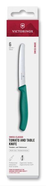 Swiss Classic, Tomaten & Tafelmesser, 6tlg, 11cm, Wellen,grün,Box