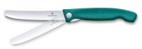 Swiss Classic, Picknick Messer, 11cm, Wellen, grün, Box