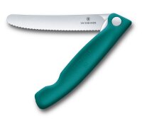 Swiss Classic, Picknick Messer, 11cm, Wellen, grün, Box