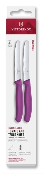 Swiss Classic, Tomaten & Tafelmesser,2tlg,11cm,Wellen,violett,Box