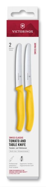 Swiss Classic, Tomaten & Tafelmesser, 2tlg, 11cm, Wellen,gelb,Box