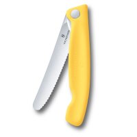 Swiss Classic, Picknick Messer, 11cm, Wellen, gelb, Box