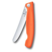 Swiss Classic, Picknick Messer, 11cm, Wellen, orange, Box