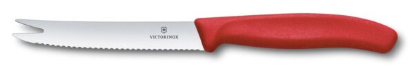 Swiss Classic, Käse & Wurstmesser, 11cm, Gabelspitz, rot