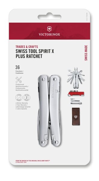 Swiss Tool Spirit X Plus Ratchet, silber, Blister