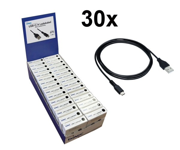 Thekendisplay 30x USB Typ C auf A Ladekabel