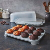 Kuchentransportbox 44,5x 31,5x14,5 cm transparent / grau