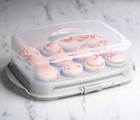 Kuchentransportbox 44,5x 31,5x14,5 cm transparent / grau