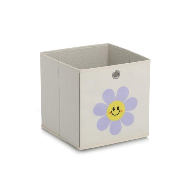 Aufbewahrungsbox Happy Flower Vlies 28x28x28cm creme
