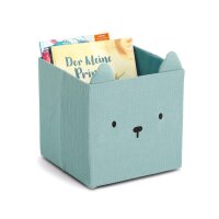 Aufbewahrungsbox Bär Musselin 28x28x28cm BW/Polyester mint