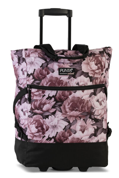 Einkaufstrolley Print Schwarz/Azalee, 33 L | Shopping-Roller mit Rädern