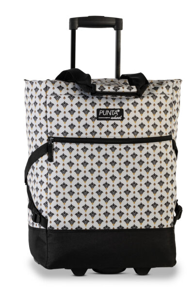 Einkaufstrolley Print Beige/Marineblau, 33 L | Shopping-Roller mit Rädern