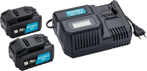 HAZET Ladesystem-Set "9500-05/3"Ladegerät und 2x Akku, 18 V 