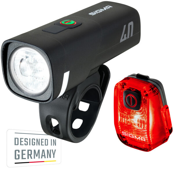 SIGMA SPORT Leuchtenset "Aura 40 / Hiro 10"SB-verpackt, USB-