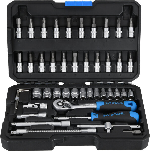 SW-STAHL Steckschlüsselsatz "07748L"1/4", matt verchromt, 48