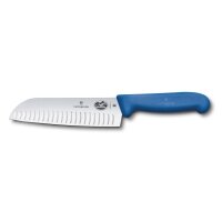 Fibrox, Santokumesser, 17cm, gerade, Kullenschliff, blau,...