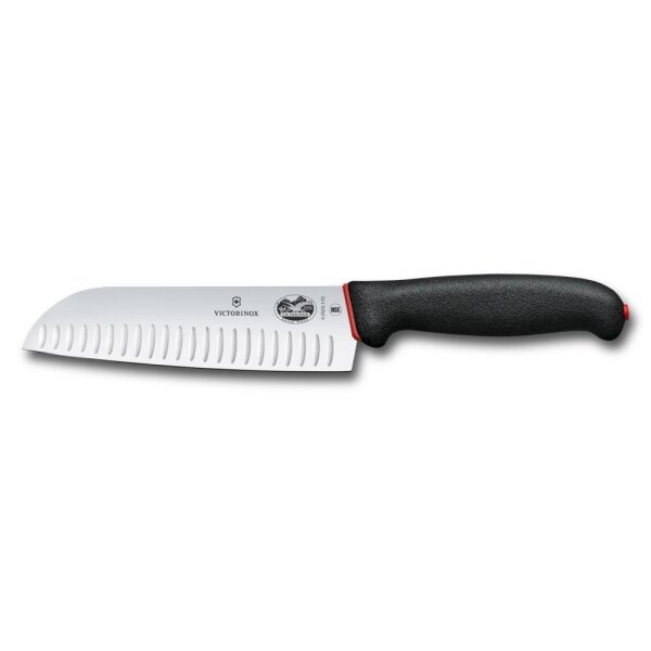 Dual Grip, Santokumesser, 17 cm, Kullen, schwarz/rot, B