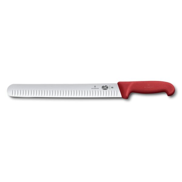 Fibrox, Schinkenmesser, 30cm, Kullenschliff, rot, Blister
