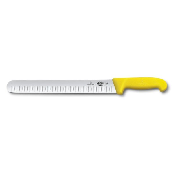 Fibrox, Schinkenmesser, 30cm, Kullenschliff, gelb, Blister