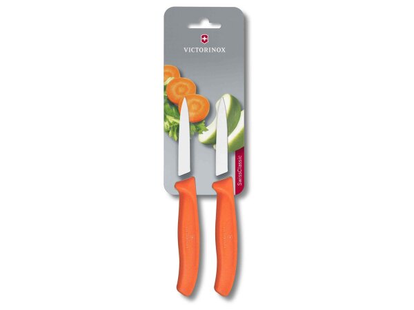 Swiss Classic, Gemüsemesser, 2 Stück, 8cm, gerade, spitz, orange