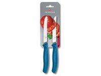 Swiss Classic, Tomaten-& Tafelmesser, 2 Stk, 11cm, Wellenschliff, blau, B
